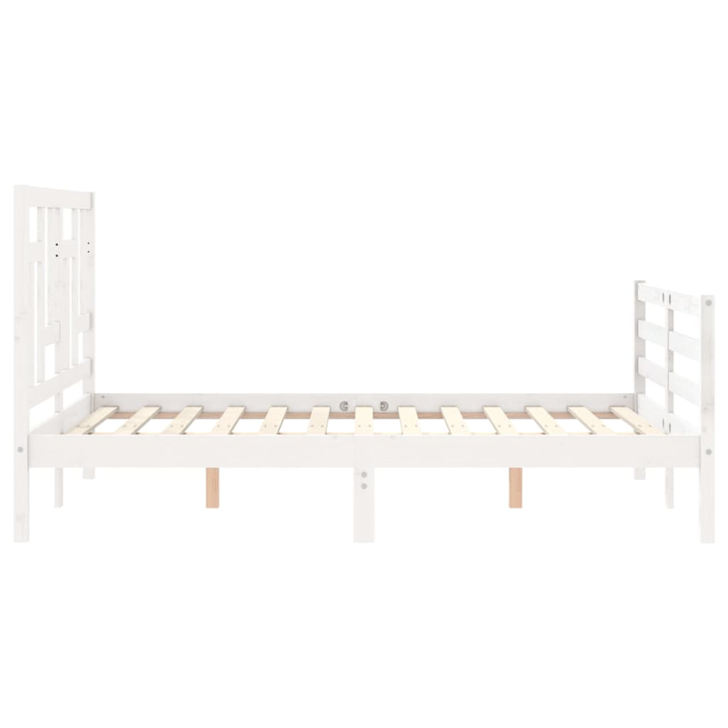 vidaXL Estructura de cama con cabecero madera maciza blanco 140x200 cm