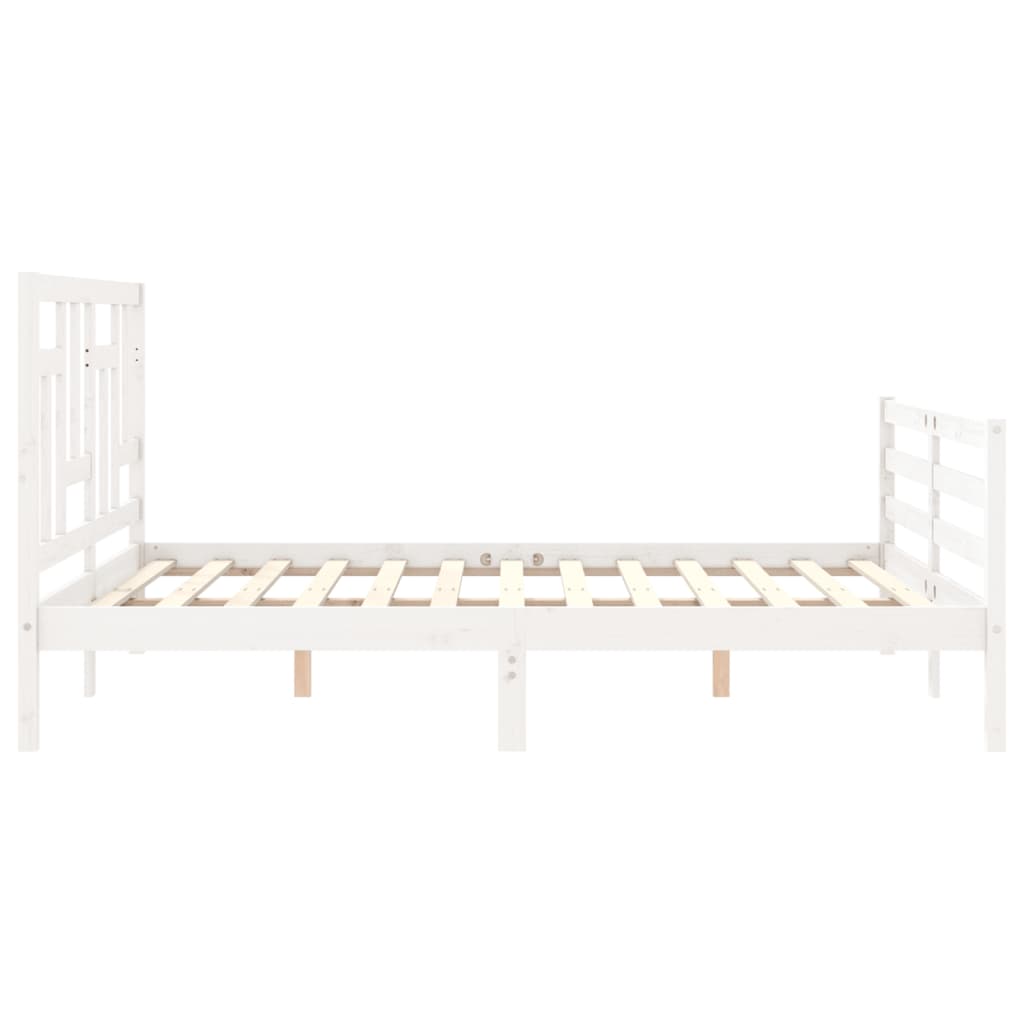 vidaXL Estructura de cama matrimonio con cabecero madera maciza blanco