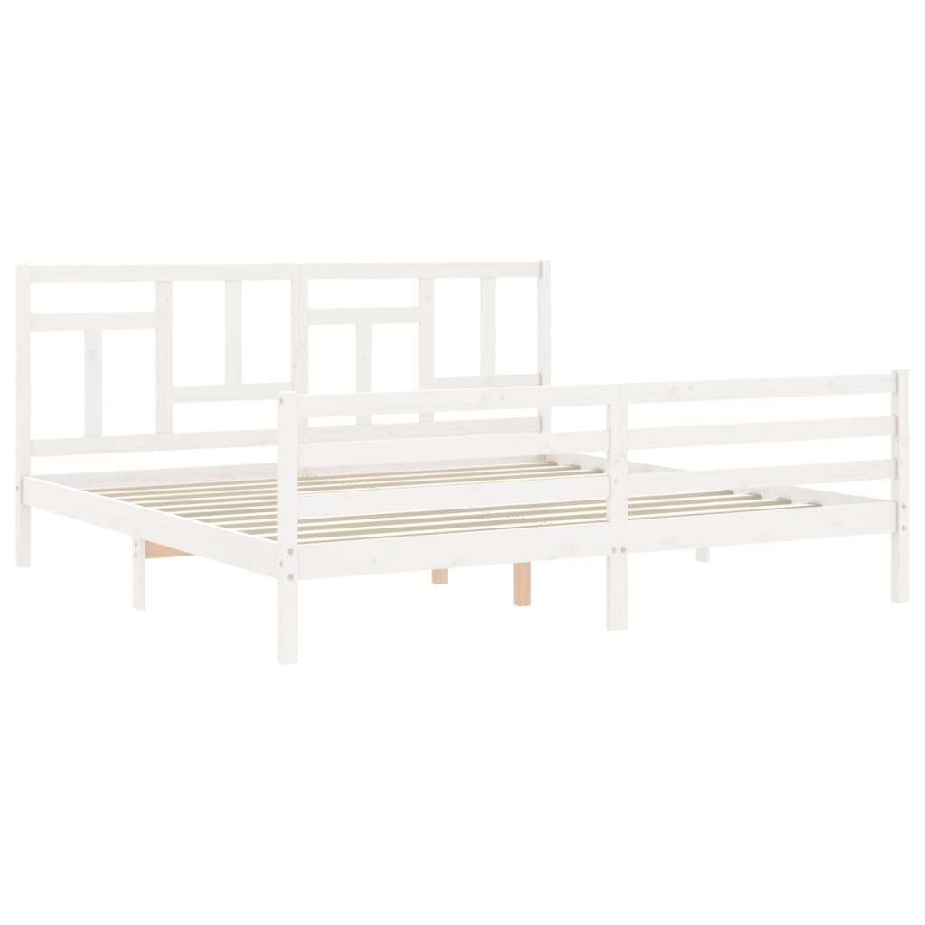 vidaXL Estructura de cama con cabecero madera maciza blanco 200x200 cm