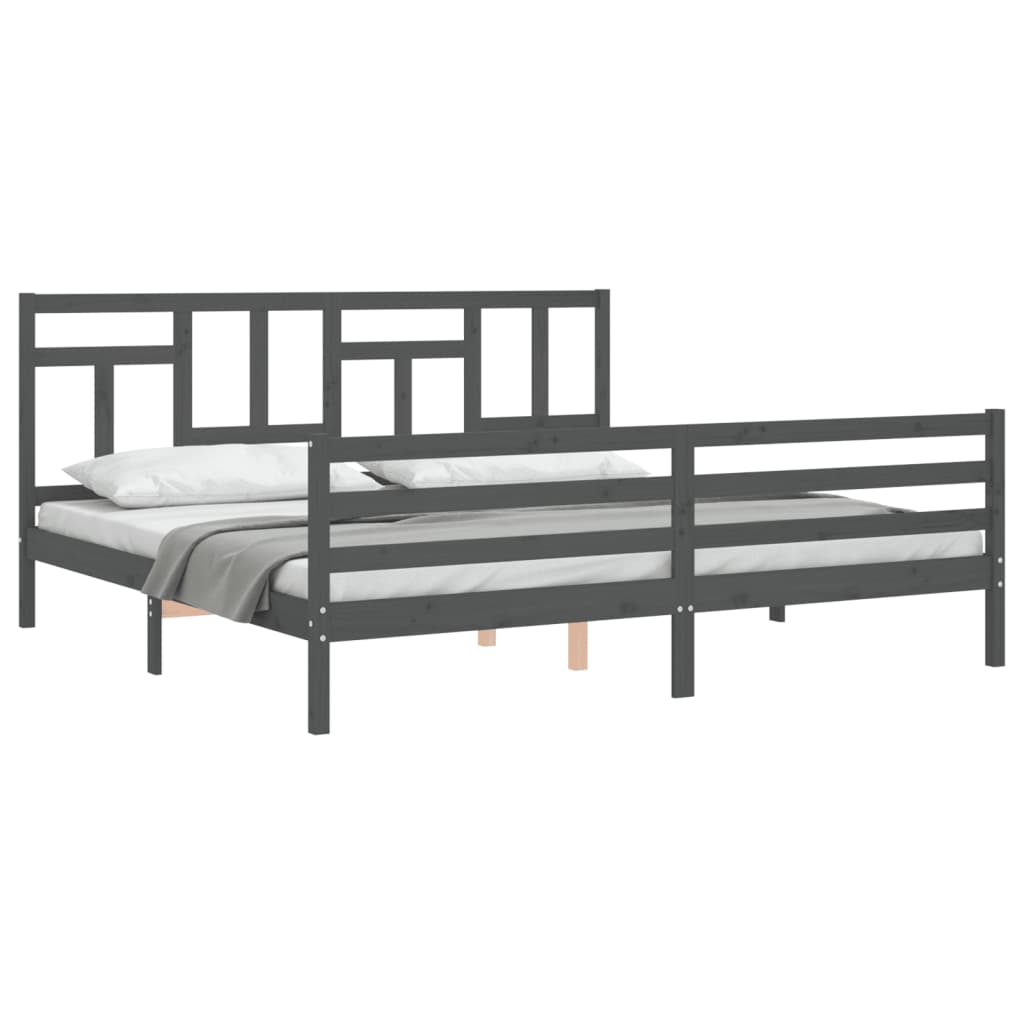 vidaXL Estructura de cama con cabecero madera maciza gris 200x200 cm