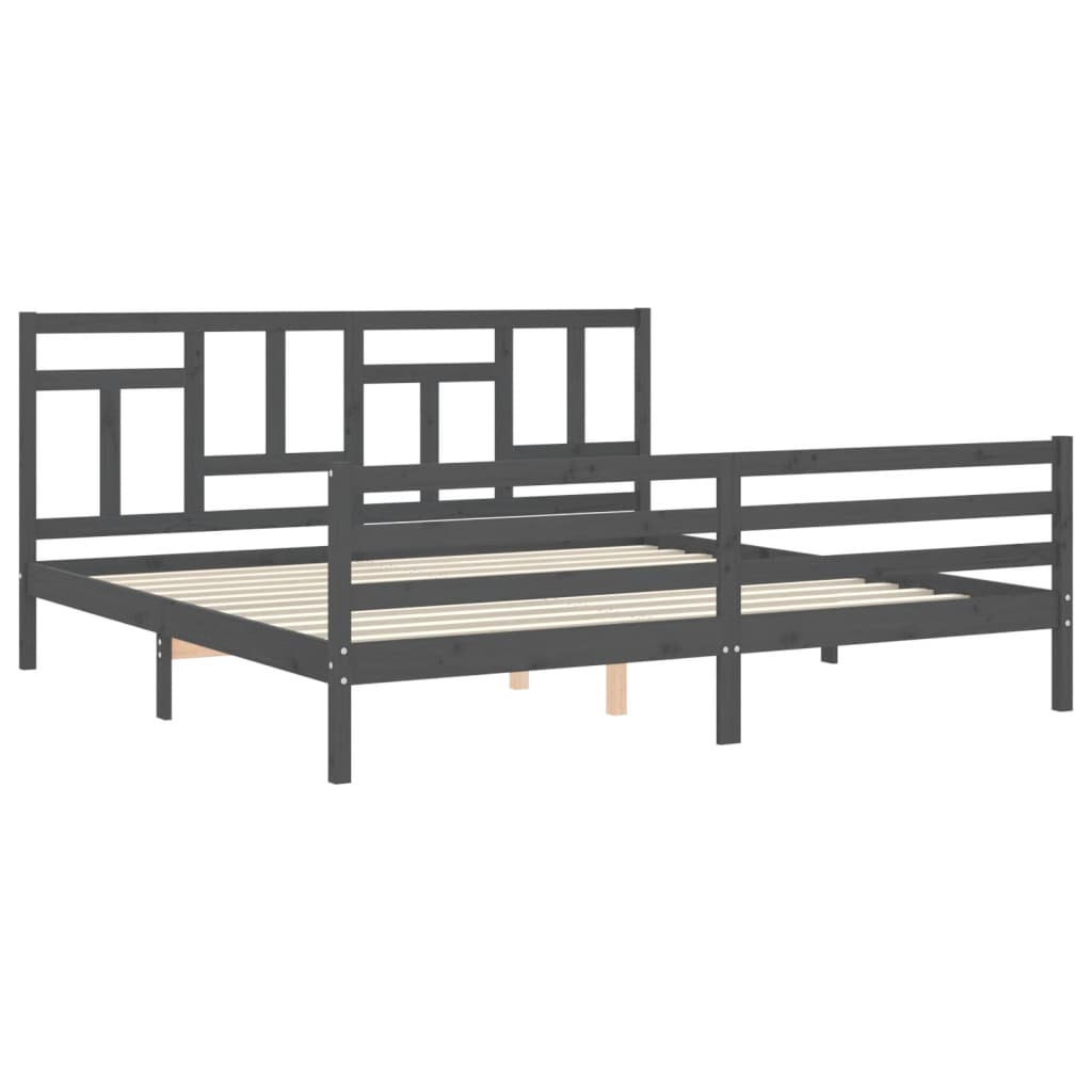 vidaXL Estructura de cama con cabecero madera maciza gris 200x200 cm