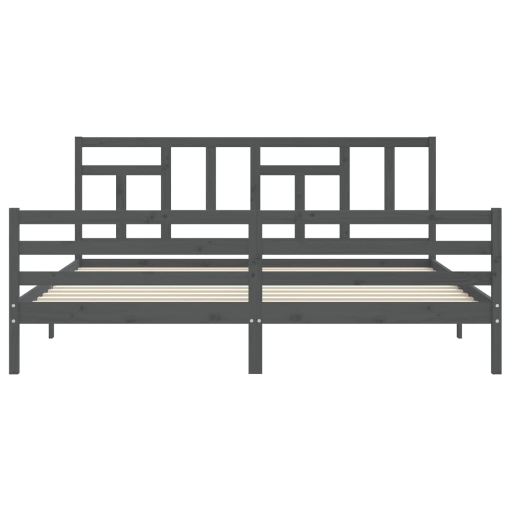 vidaXL Estructura de cama con cabecero madera maciza gris 200x200 cm