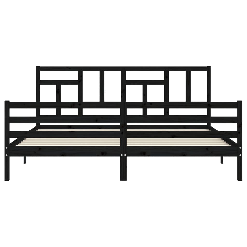 vidaXL Estructura de cama con cabecero madera maciza negro 200x200 cm