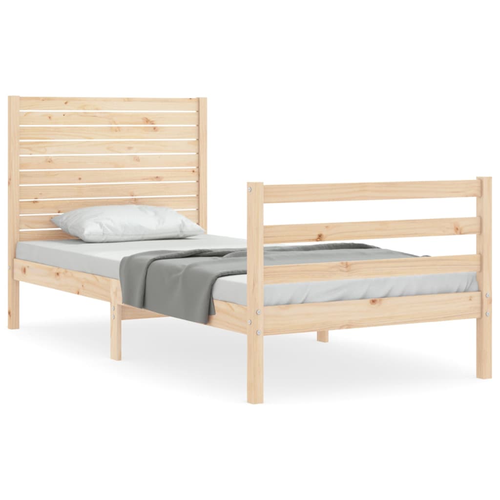 vidaXL Estructura de cama individual con cabecero madera maciza