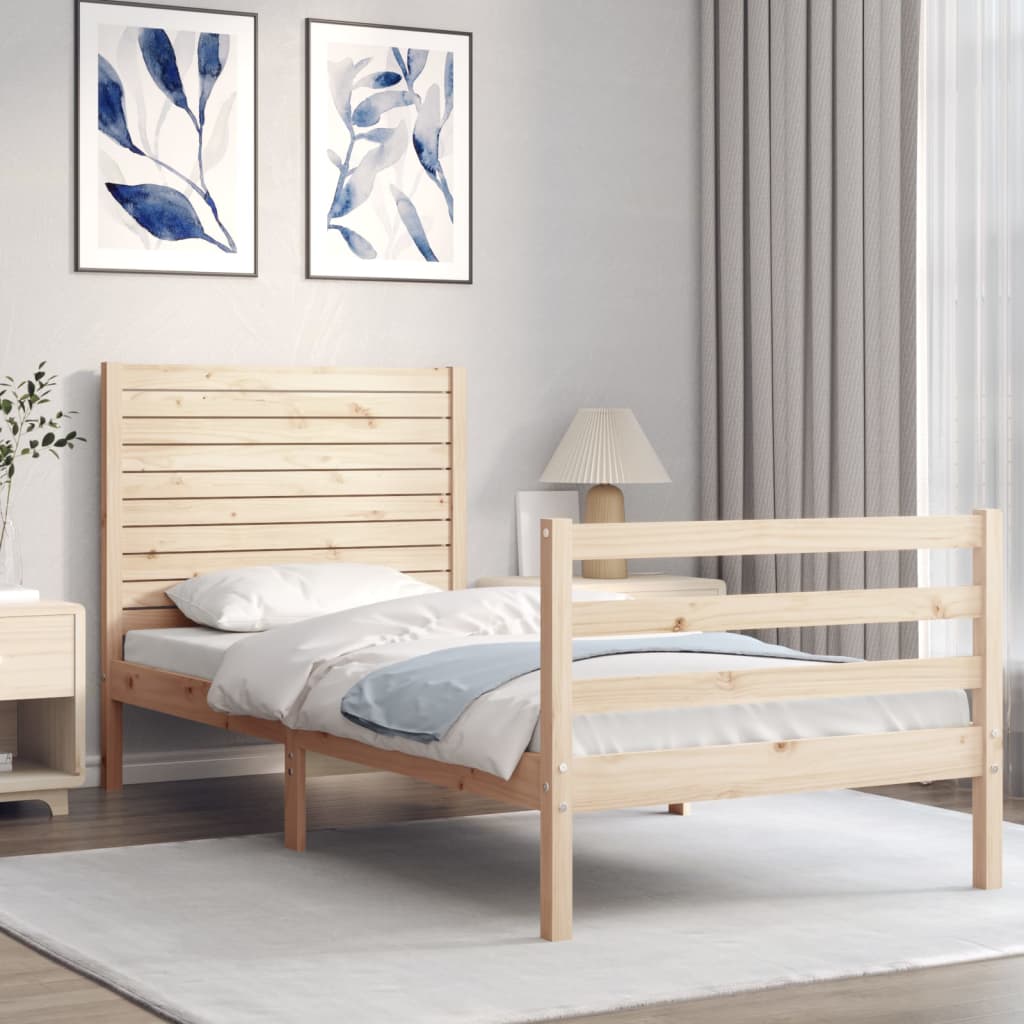 vidaXL Estructura de cama individual con cabecero madera maciza