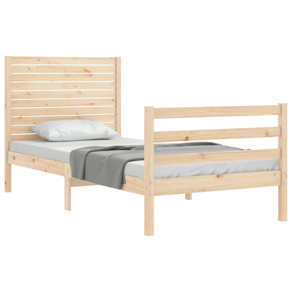 vidaXL Estructura de cama individual con cabecero madera maciza