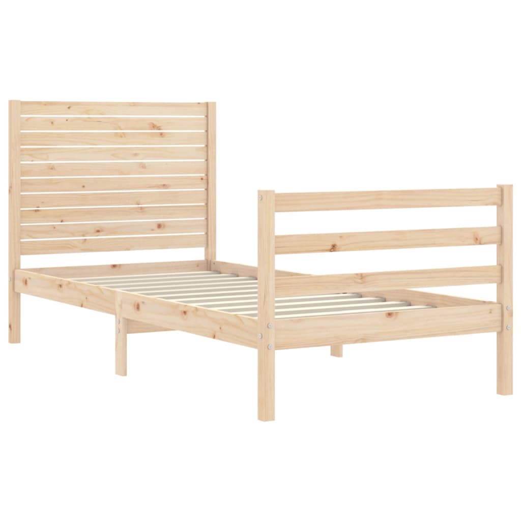 vidaXL Estructura de cama individual con cabecero madera maciza