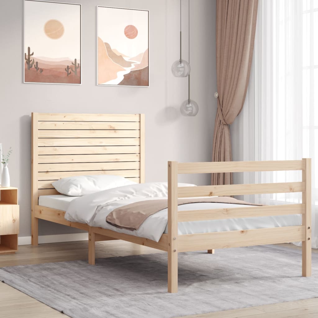 vidaXL Estructura de cama individual con cabecero madera maciza