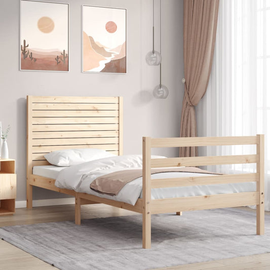 vidaXL Estructura de cama individual con cabecero madera maciza