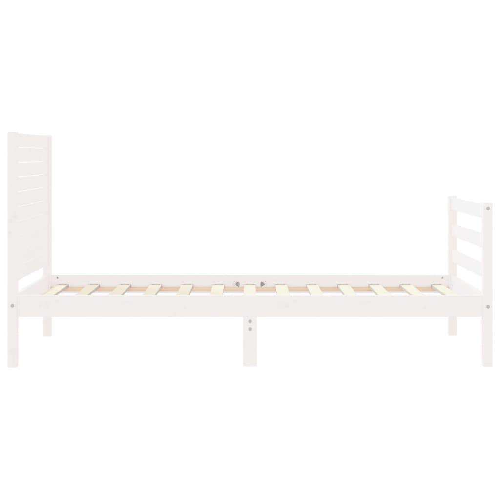 vidaXL Estructura de cama individual con cabecero madera maciza blanco