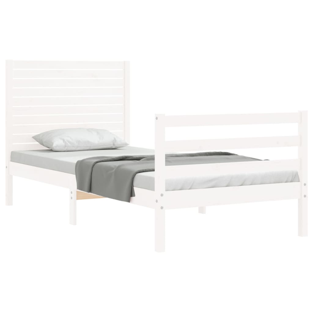 vidaXL Estructura de cama con cabecero madera maciza blanco 100x200 cm