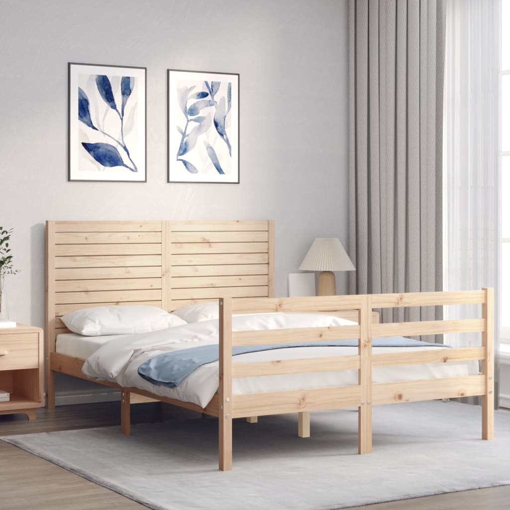 vidaXL Estructura de cama con cabecero madera maciza 120x200 cm