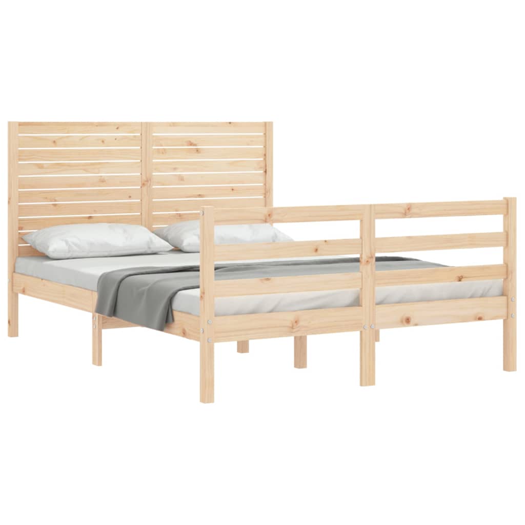 vidaXL Estructura de cama con cabecero madera maciza 120x200 cm