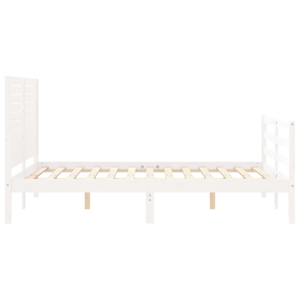 vidaXL Estructura de cama con cabecero madera maciza blanco 120x200 cm