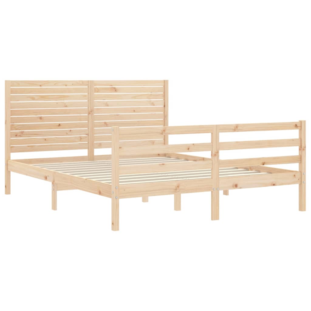 vidaXL Estructura de cama de matrimonio con cabecero madera maciza