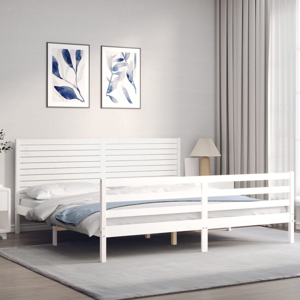 vidaXL Estructura de cama con cabecero madera maciza blanco 200x200 cm