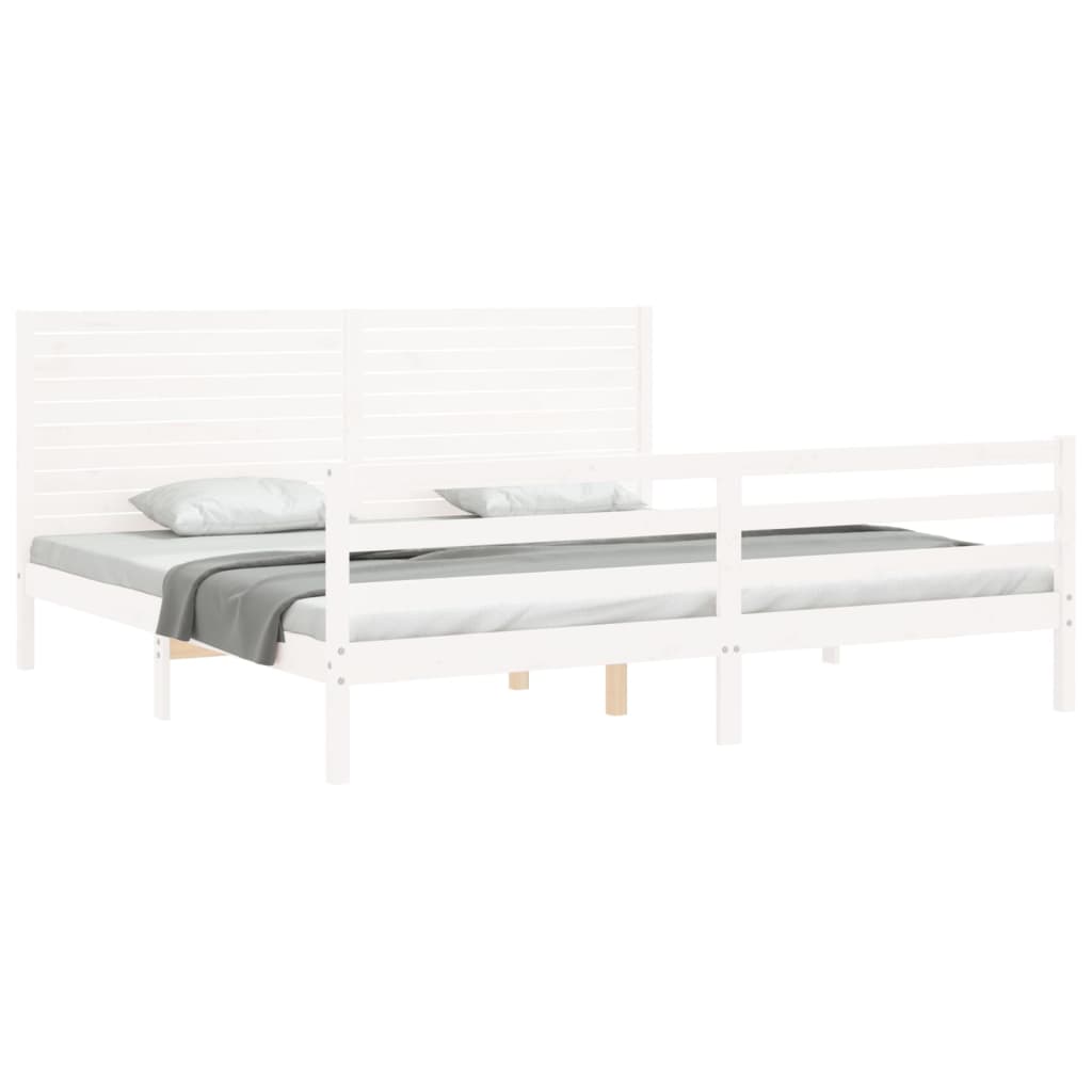 vidaXL Estructura de cama con cabecero madera maciza blanco 200x200 cm