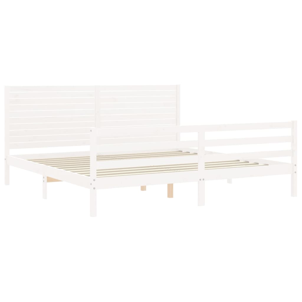 vidaXL Estructura de cama con cabecero madera maciza blanco 200x200 cm