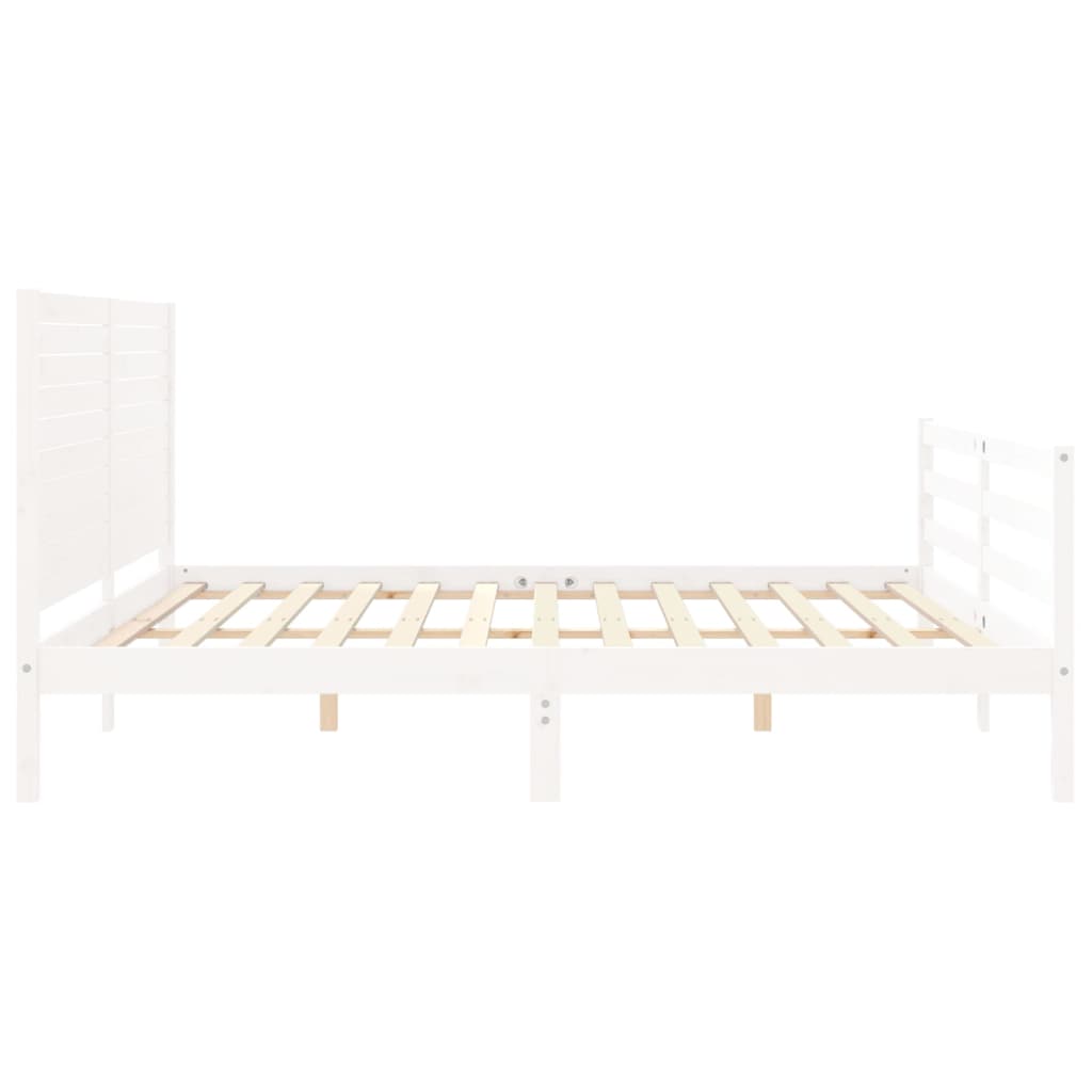 vidaXL Estructura de cama con cabecero madera maciza blanco 200x200 cm