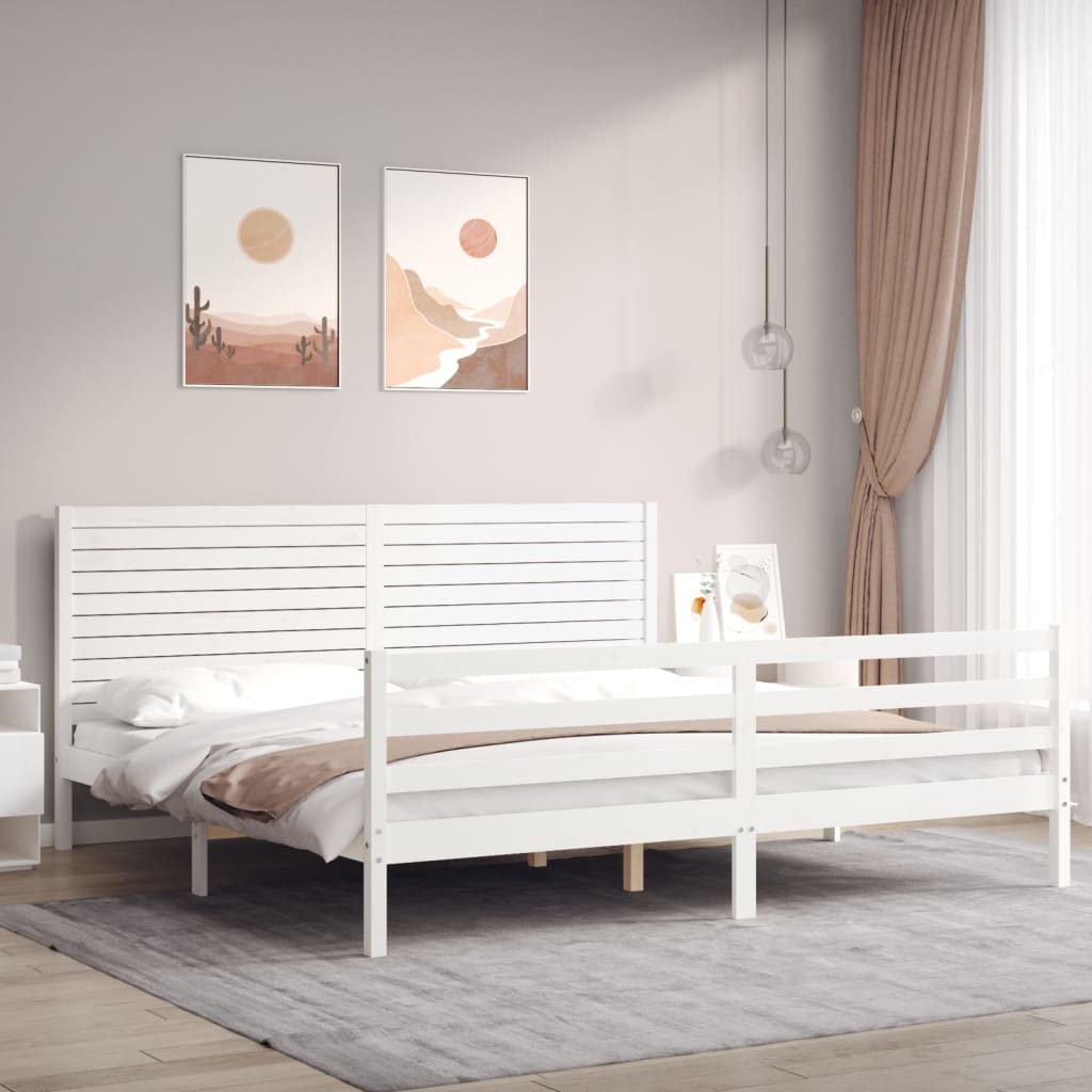 vidaXL Estructura de cama con cabecero madera maciza blanco 200x200 cm