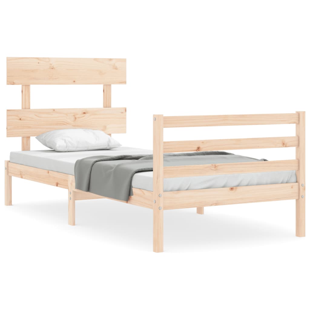 vidaXL Estructura de cama individual con cabecero madera maciza