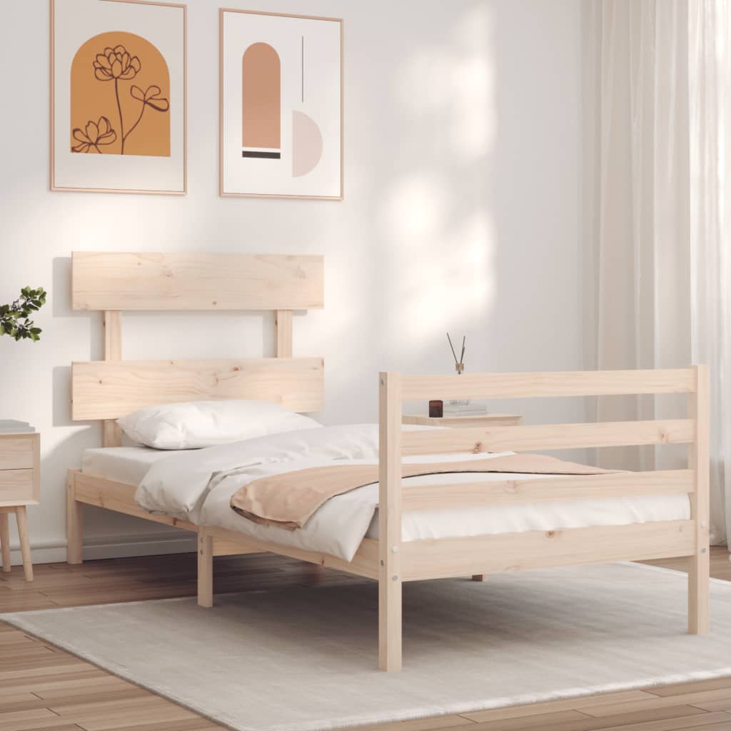 vidaXL Estructura de cama individual con cabecero madera maciza