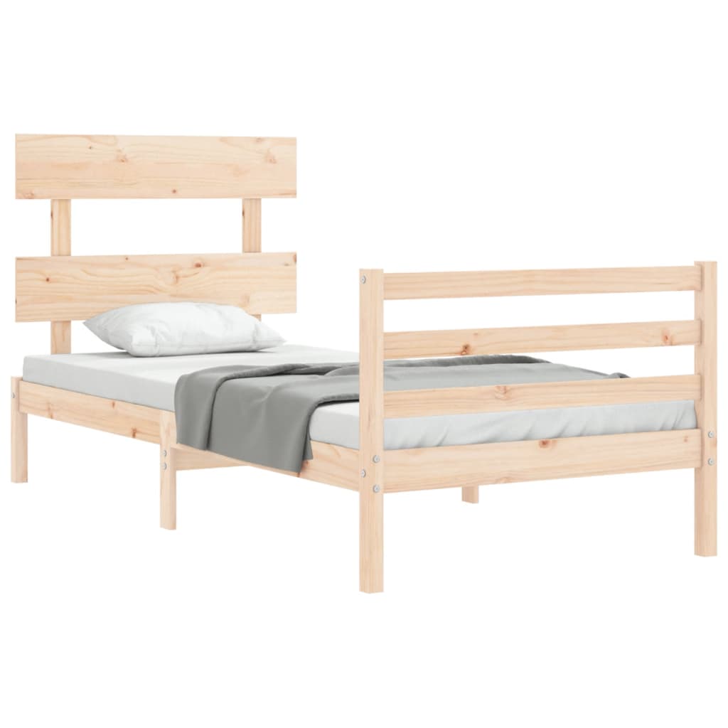 vidaXL Estructura de cama individual con cabecero madera maciza