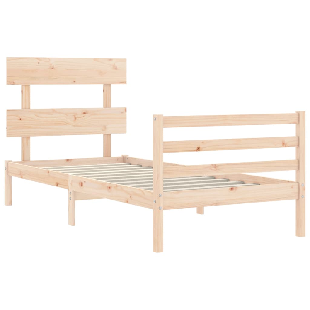 vidaXL Estructura de cama individual con cabecero madera maciza