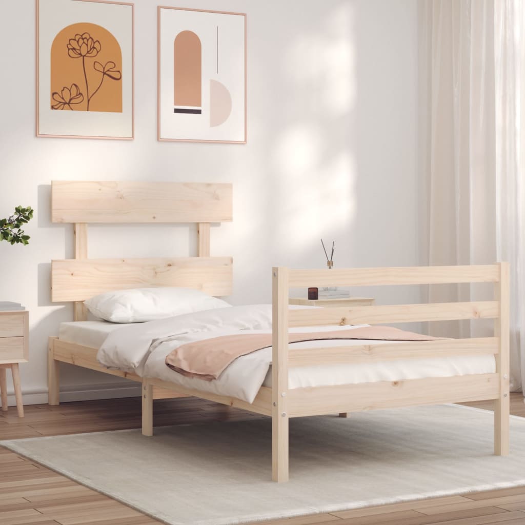 vidaXL Estructura de cama con cabecero madera maciza