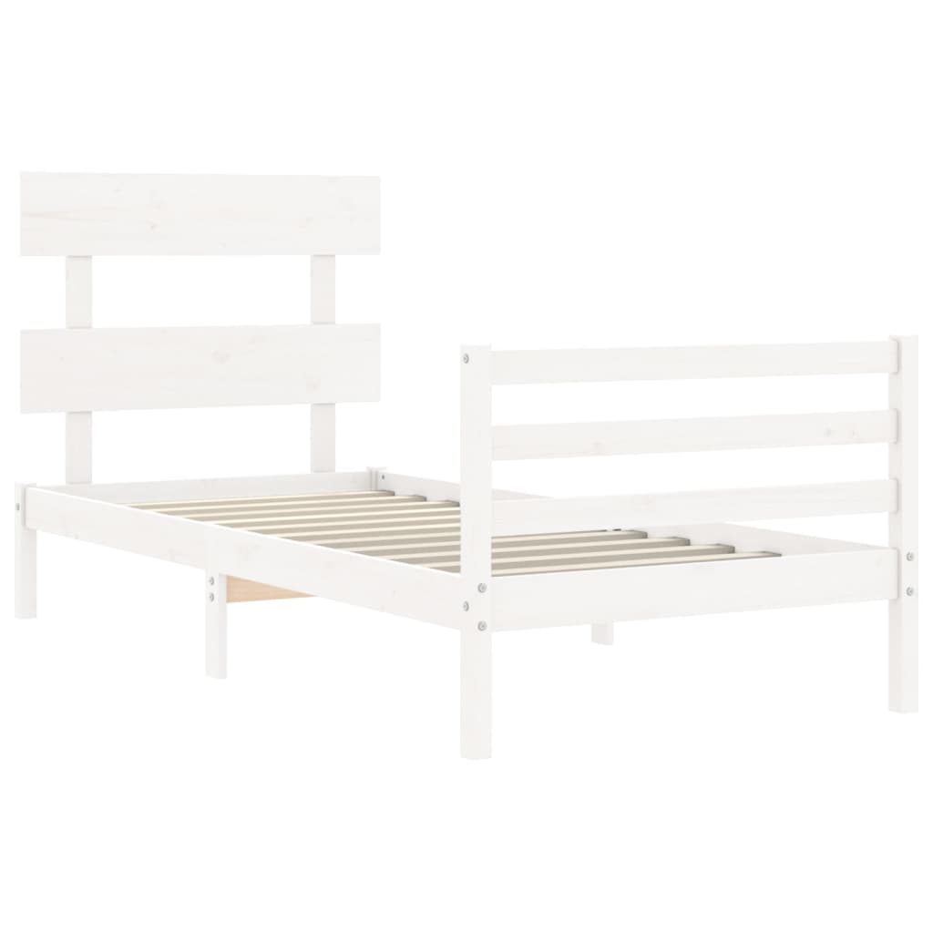 vidaXL Estructura de cama con cabecero madera maciza blanco