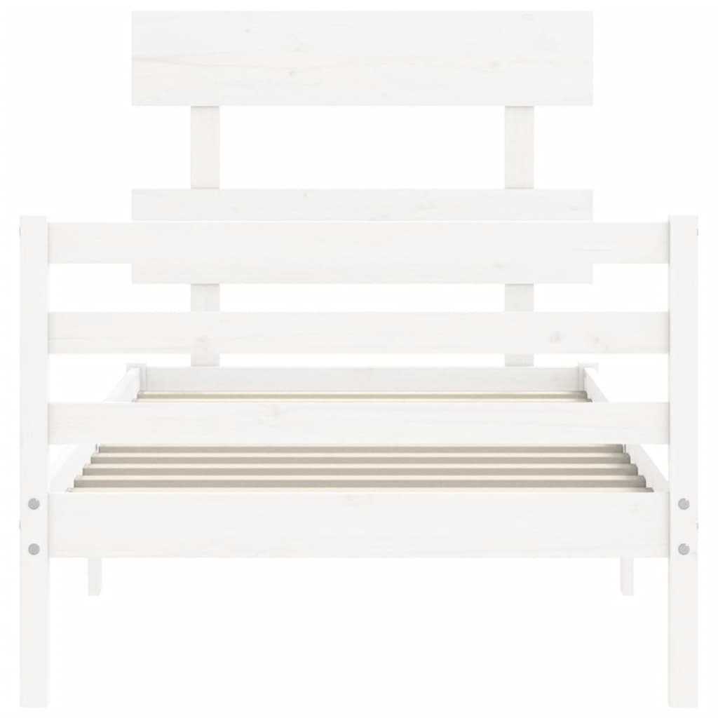 vidaXL Estructura de cama con cabecero madera maciza blanco