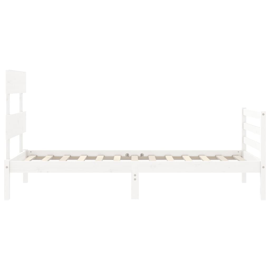 vidaXL Estructura de cama con cabecero madera maciza blanco