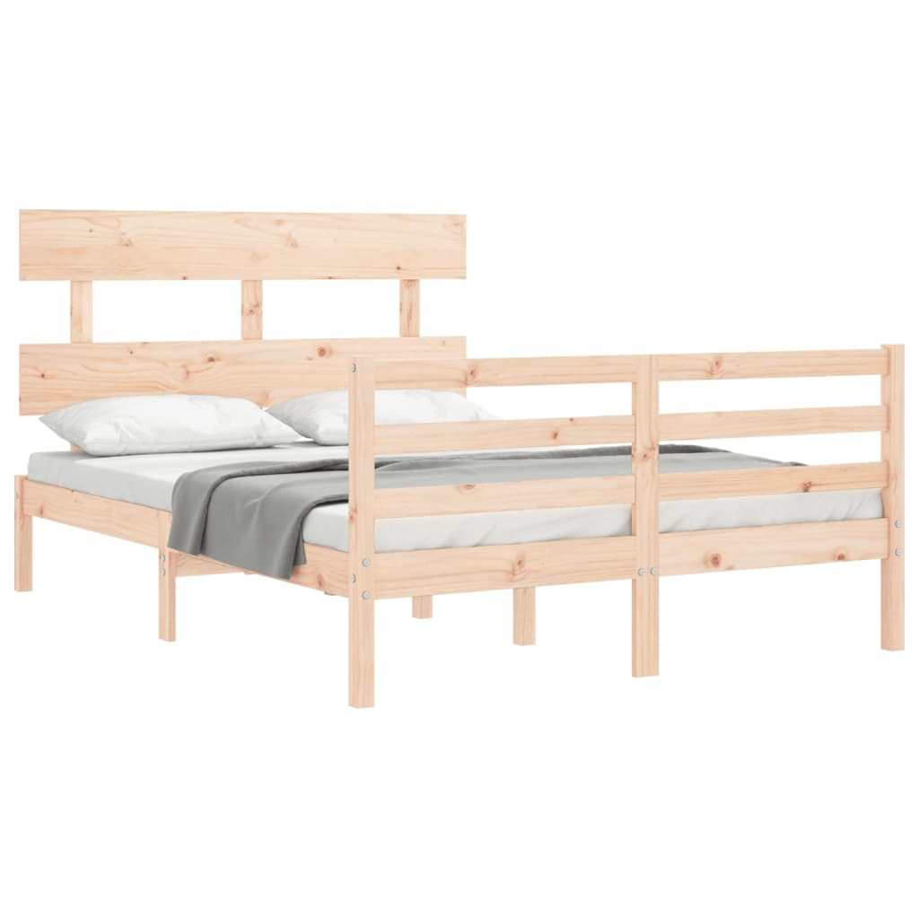 vidaXL Estructura de cama de matrimonio con cabecero madera maciza