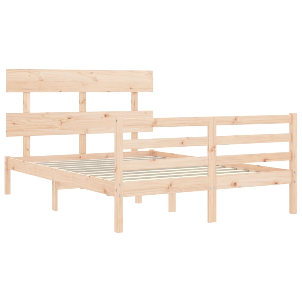 vidaXL Estructura de cama de matrimonio con cabecero madera maciza