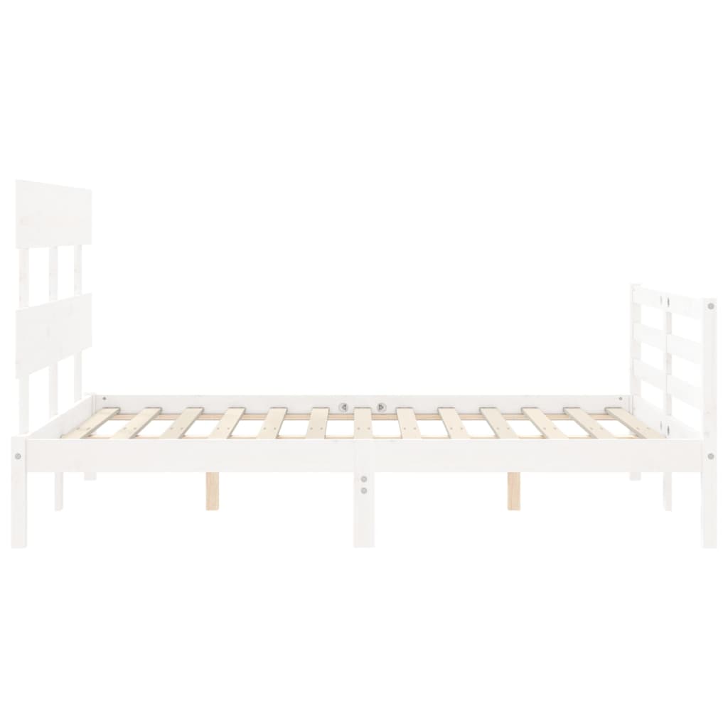 vidaXL Estructura cama de matrimonio con cabecero madera maciza blanco