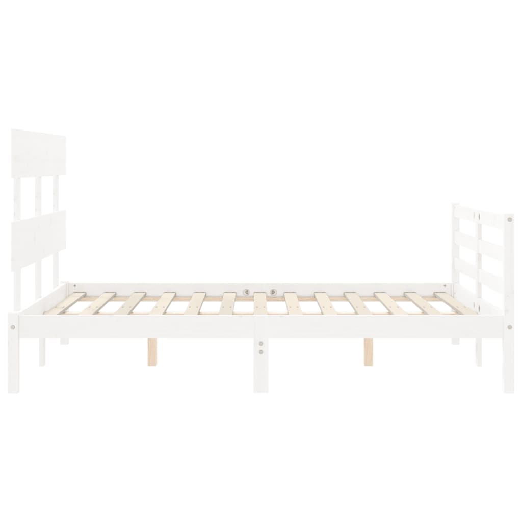 vidaXL Estructura cama de matrimonio con cabecero madera maciza blanco