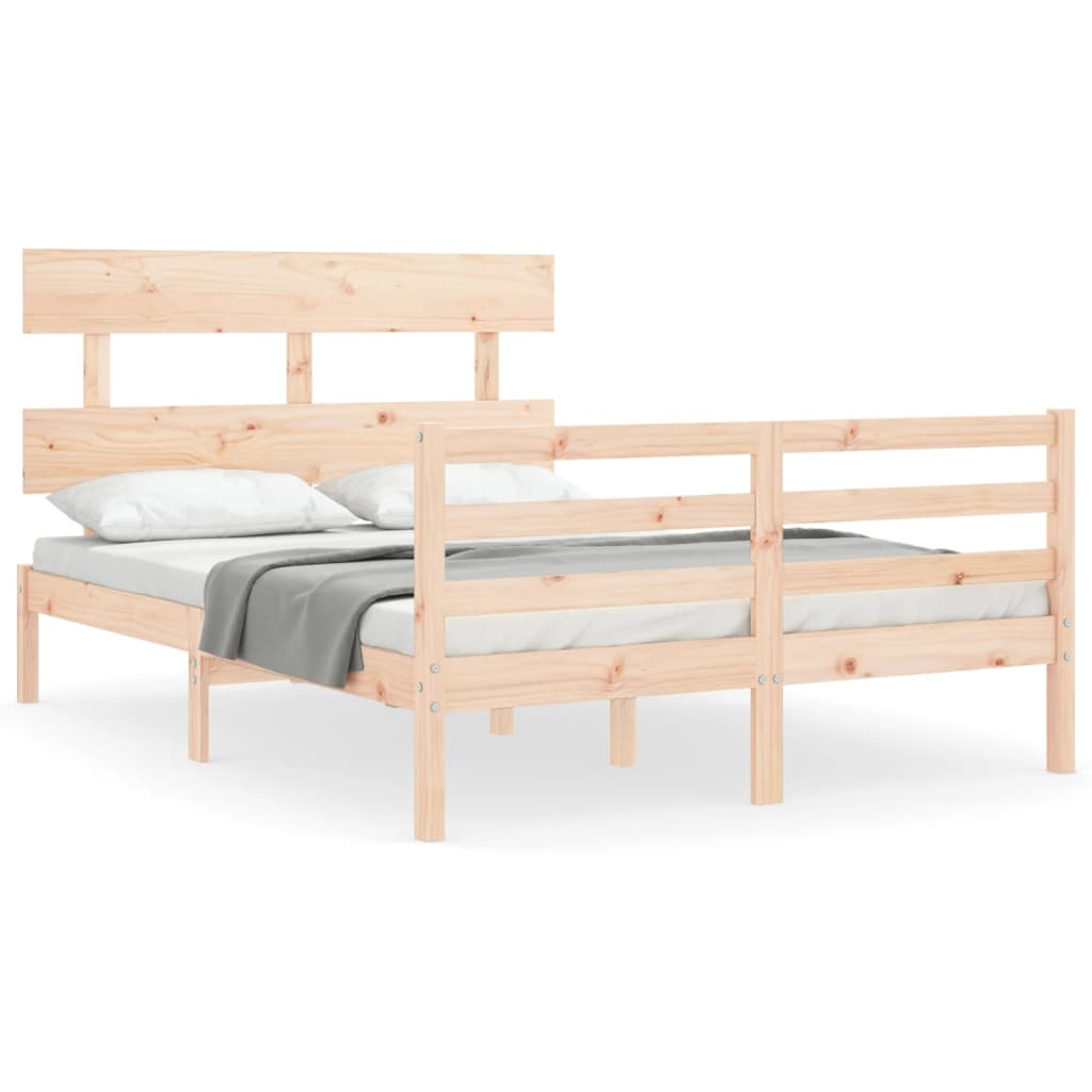 vidaXL Estructura de cama con cabecero madera maciza 140x190 cm