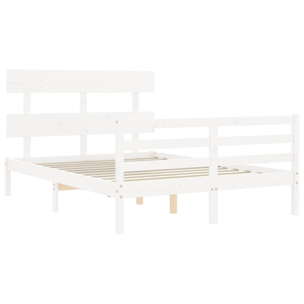 vidaXL Estructura de cama con cabecero madera maciza blanco 140x190 cm