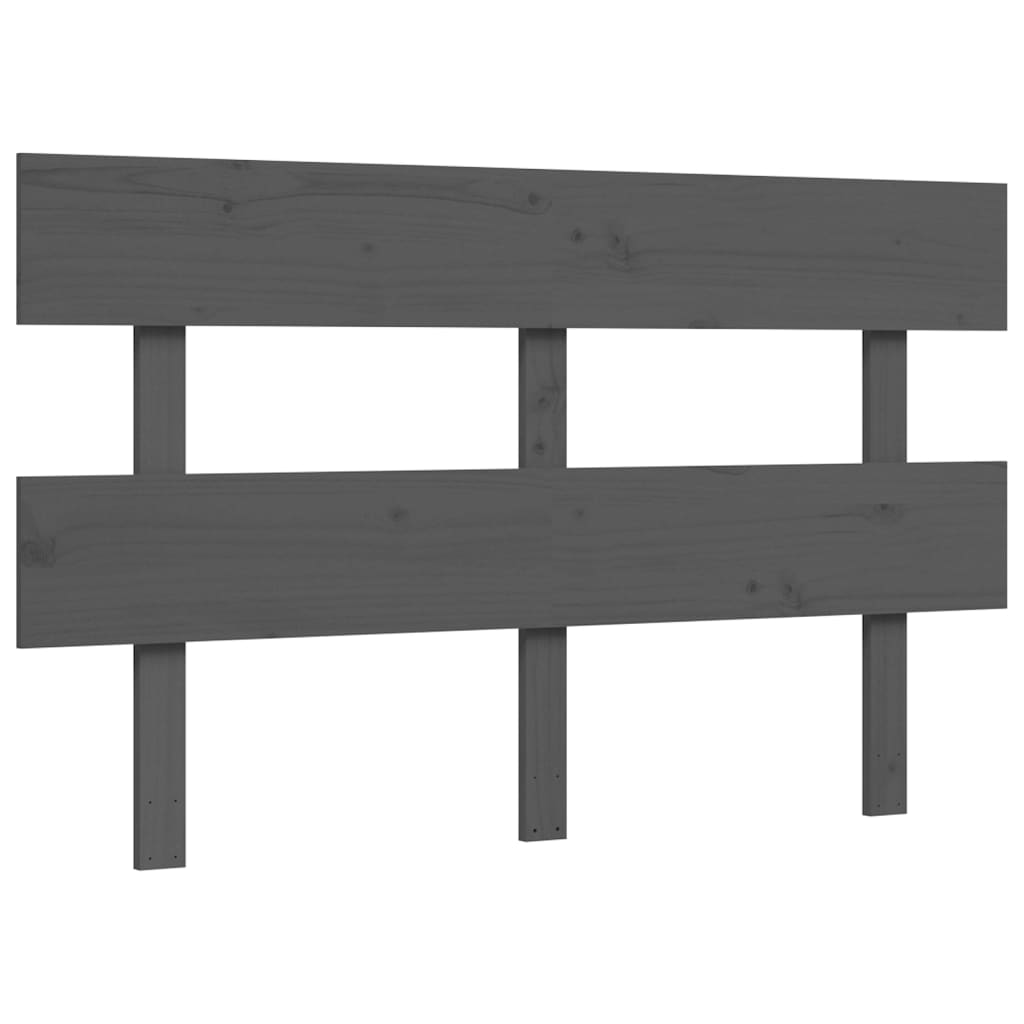 vidaXL Estructura de cama con cabecero madera maciza gris 140x190 cm