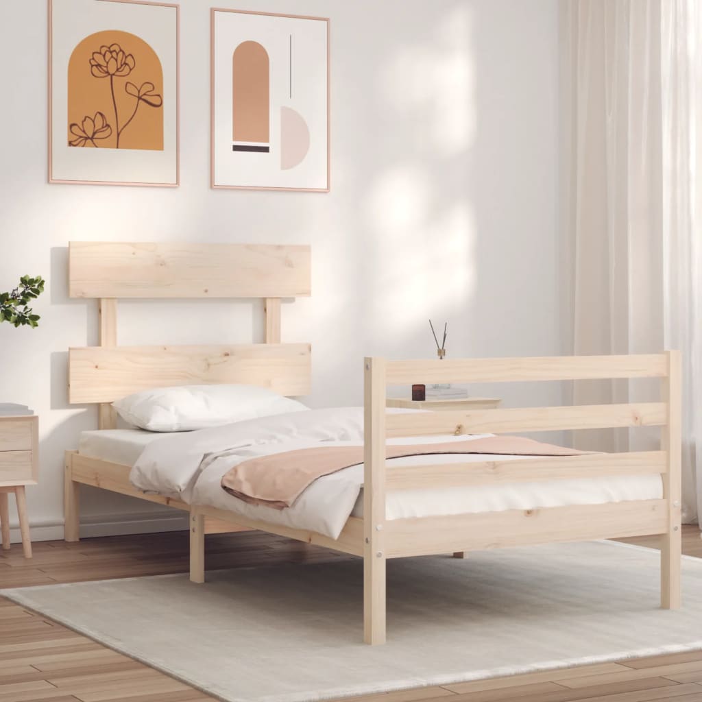 vidaXL Estructura de cama con cabecero madera maciza 90x200 cm