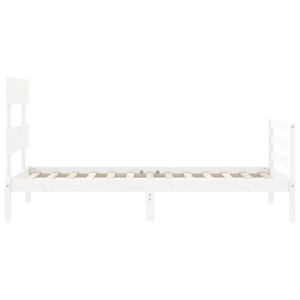 vidaXL Estructura de cama con cabecero madera maciza blanco 90x200 cm