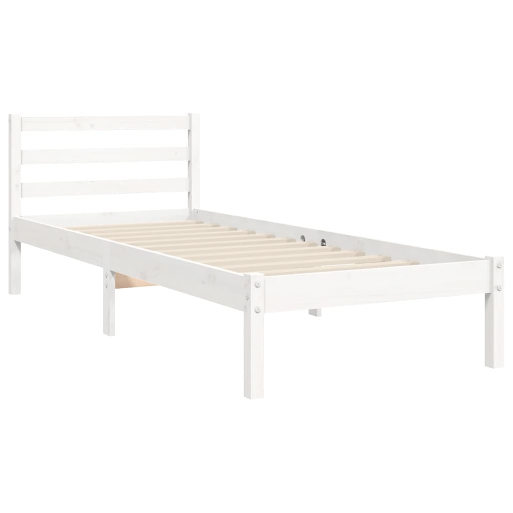 vidaXL Estructura de cama con cabecero madera maciza blanco 90x200 cm