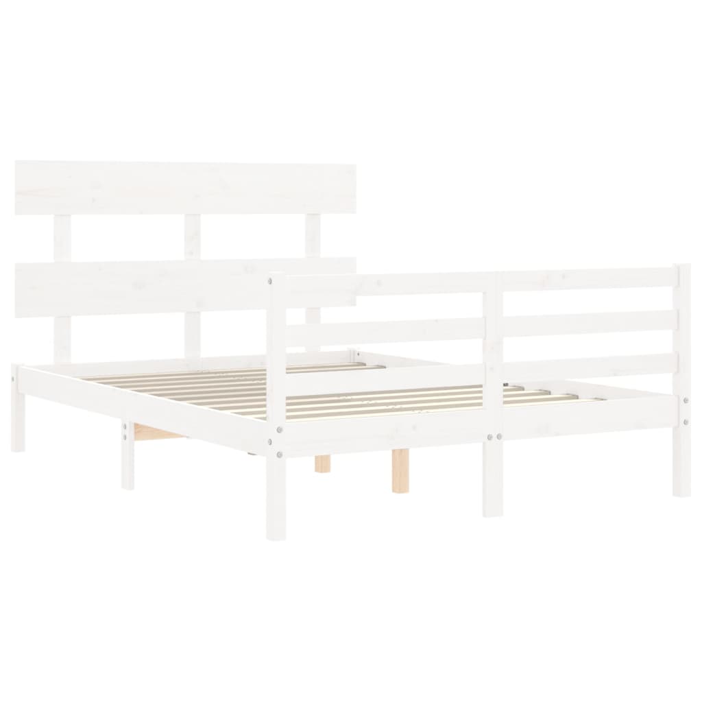 vidaXL Estructura de cama con cabecero madera maciza blanco 120x200 cm