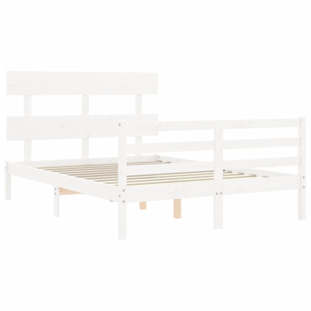 vidaXL Estructura de cama con cabecero madera maciza blanco 140x200 cm