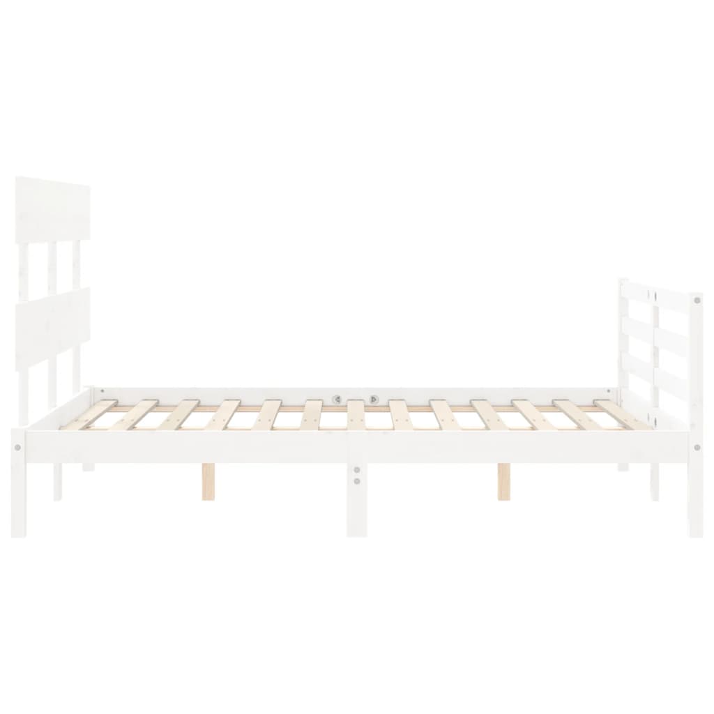 vidaXL Estructura de cama con cabecero madera maciza blanco 140x200 cm