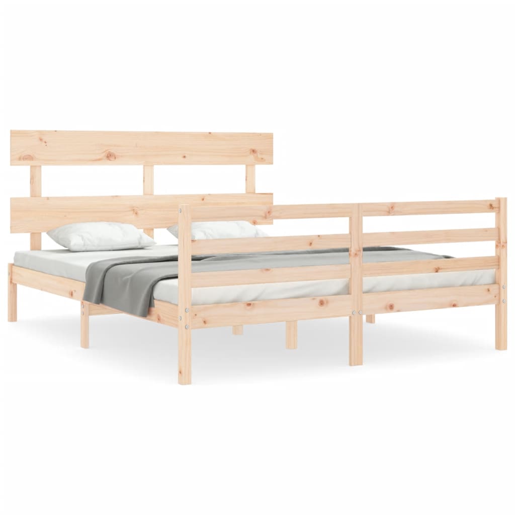 vidaXL Estructura de cama con cabecero madera maciza 160x200 cm