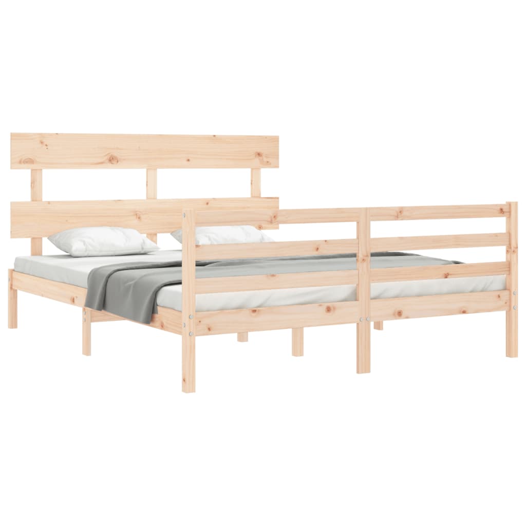 vidaXL Estructura de cama con cabecero madera maciza 160x200 cm