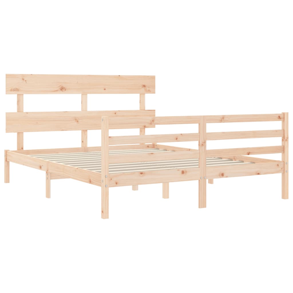 vidaXL Estructura de cama con cabecero madera maciza 160x200 cm