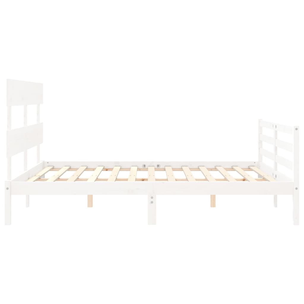 vidaXL Estructura de cama con cabecero madera maciza blanco 160x200 cm