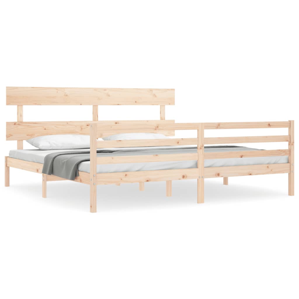 vidaXL Estructura de cama de matrimonio con cabecero madera maciza